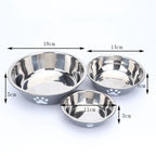 New stainless steel dog basin paw print pet supplies cat bowl dog bowl silicone anti-slip design pet drinking water feeding bowl